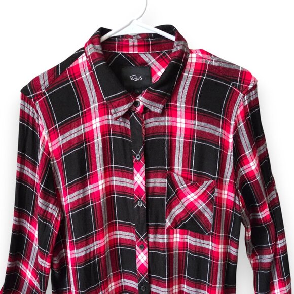 Rails Hunter Plaid Button-Up Shirt Black Candy White - Size L - Picture 2 of 7